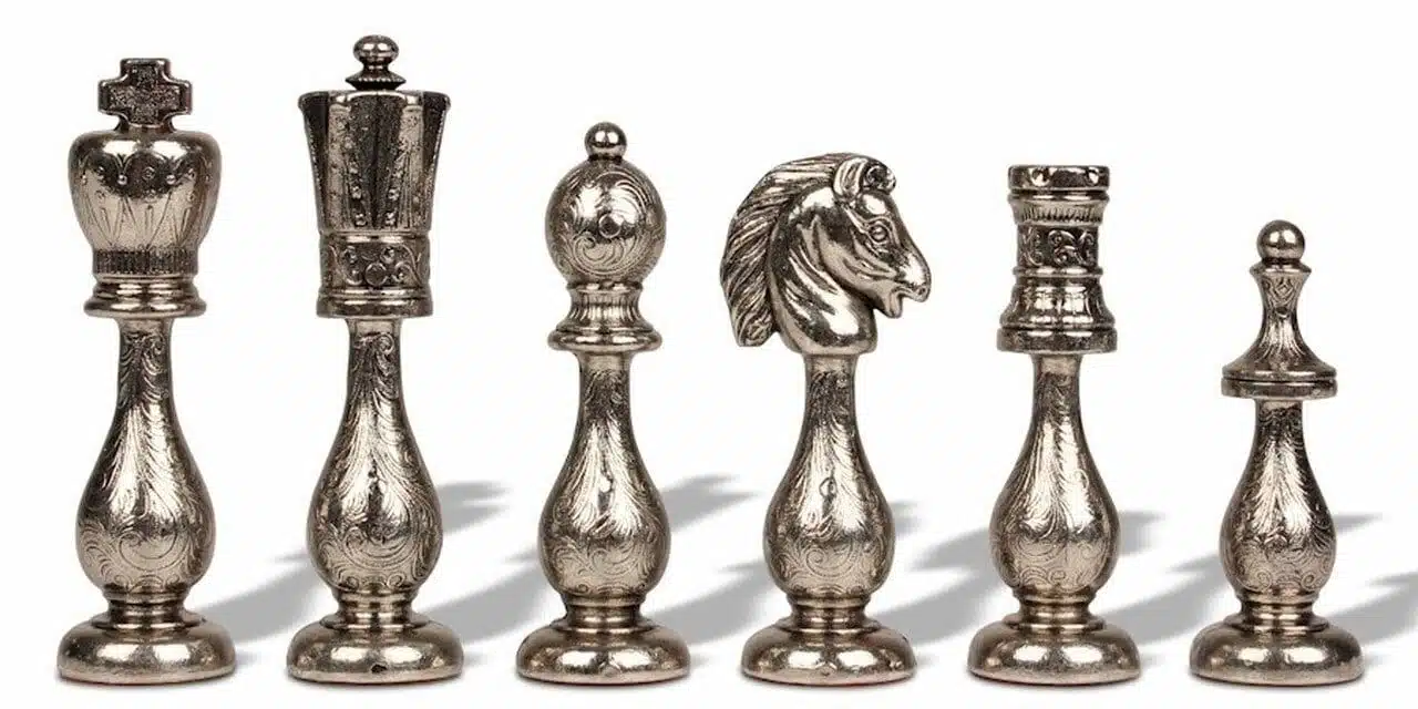 Schaakspel Arabesque - Schaakbord - Backgammon en Dammen in Kunstleer & Metalen Schaakstukken - Afbeelding 3