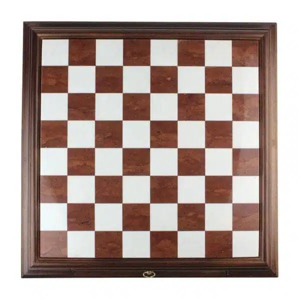 Schaakspel Arabesque - Schaakbord van Hout en Toscaanse Albast met Lade & Verguld Metalen Schaakstukken - Afbeelding 16