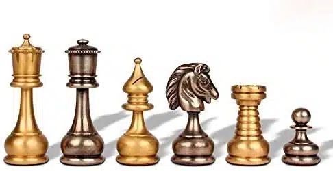 Schaakspel Groot Perzisch Ensemble - Schaakbord - Backgammon en Damspel in Kunstleer & Stukken in Massief Messing - Afbeelding 7