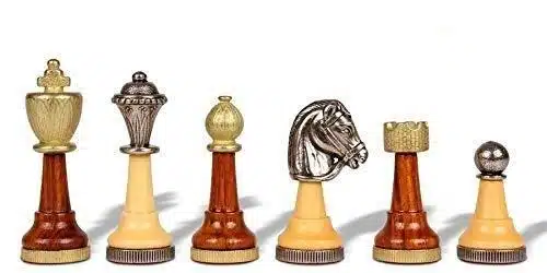 Klassiek Schaakspel - Schaakbord - Backgammon en Dammen in kunstleer met opbergruimte & Stukken van hout en metaal - Afbeelding 4