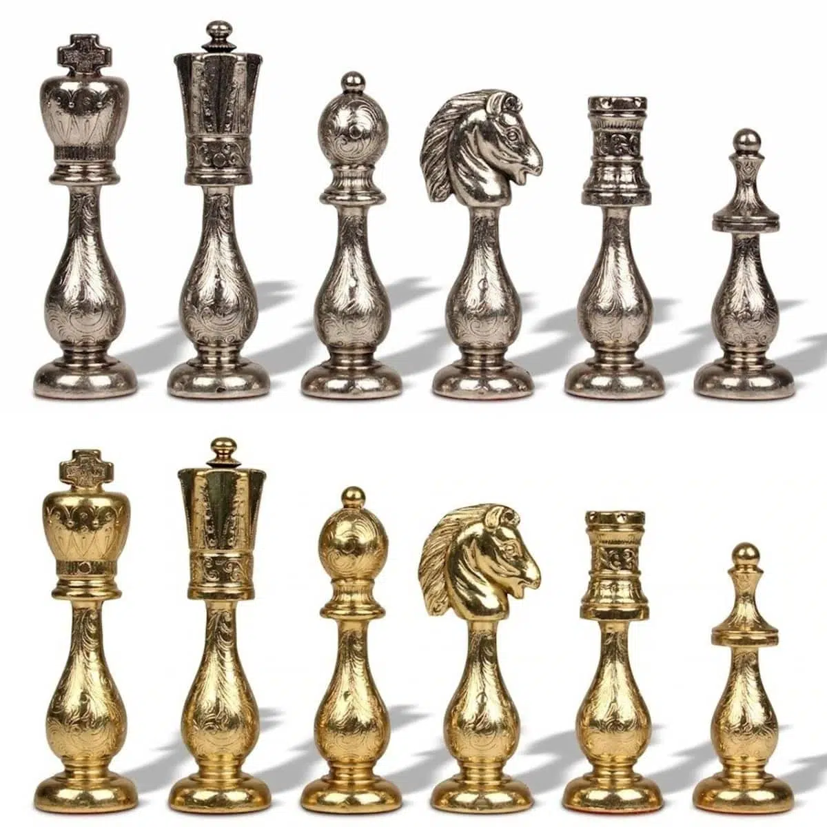 Schaakspel Arabesque - Schaakbord - Backgammon en Dammen in Kunstleer & Metalen Schaakstukken - Afbeelding 5