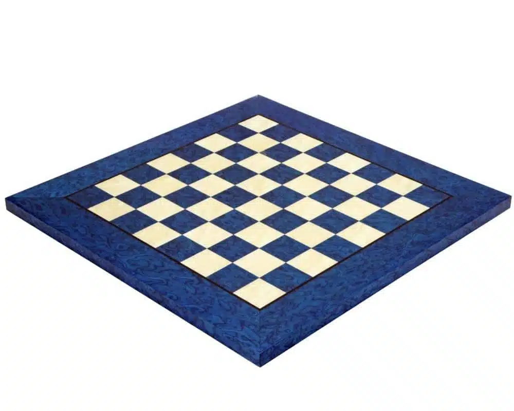 Schaakspel Garde Française - Schaakbord van Esdoornhout en Blauw Bruyèrehout & Stukken in Massief Messing - Afbeelding 10