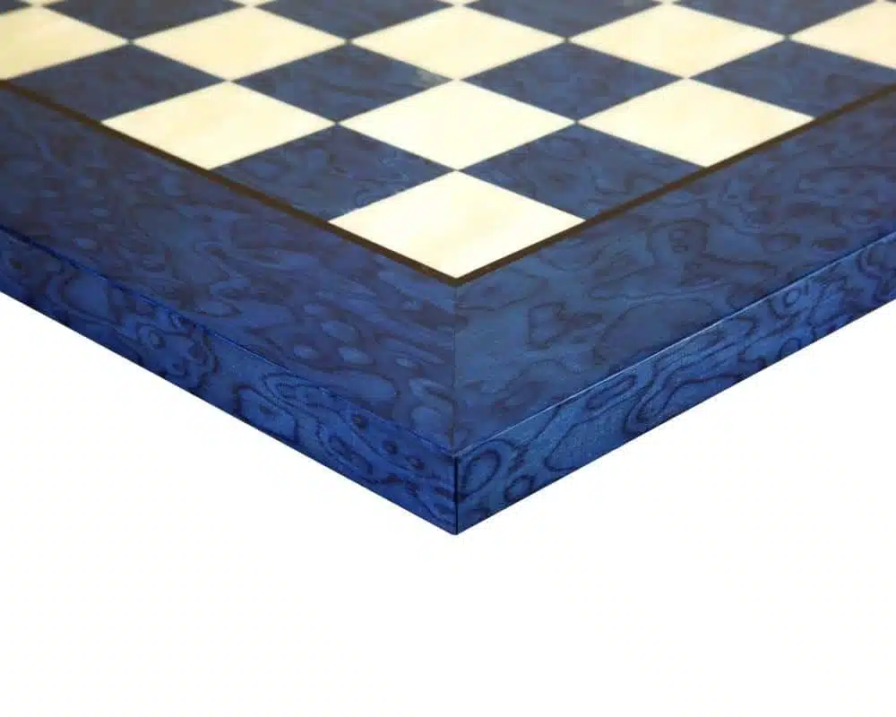 Schaakspel Garde Française - Schaakbord van Esdoornhout en Blauw Bruyèrehout & Stukken in Massief Messing - Afbeelding 11