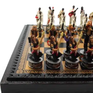 Alternative view of Schaakspel Jazz vs Rock - Schaak- en backgammonbord met opbergruimte in kunstleer & Stukken van hars