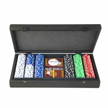 Pokerset 300 Chips - Kist in Zwart Hout