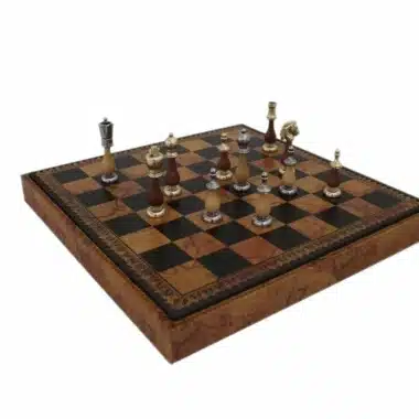 Alternative view of Schaakspel Arabesque - Schaakbord & Damspel in Kunstleer met Opbergvak & Schaakspel in Metaal en Hout