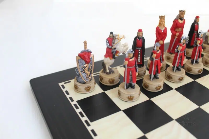 Schaakspel Engeland VS Schotland - Houten Schaakbord & Schaakset in Kunsthars - Afbeelding 2