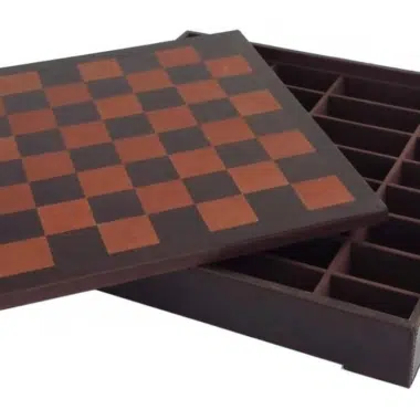 Alternative view of Schaakspel van Acaciahout met Schaakbord in Echt Leer met Opbergruimte