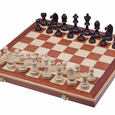 Houten Opvouwbaar Schaakspel en Schaakbord met Opbergruimte