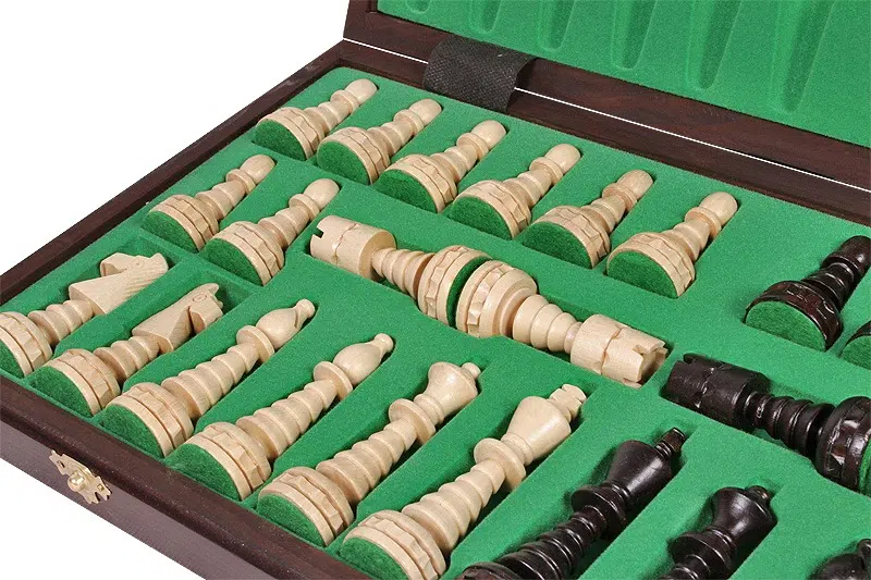 Groot Schaakspel en Opvouwbaar Houten Schaakbord met Opbergruimte - Afbeelding 6