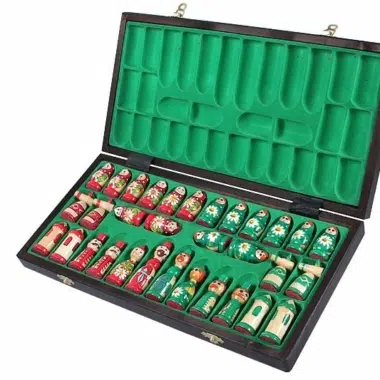 Alternative view of Houten Schaakspel voor Kinderen Babushka Russische Poppen Groen