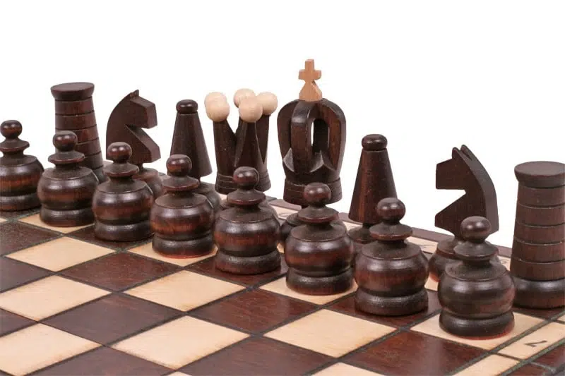 Klein Opvouwbaar Reisschaakspel van Hout - Afbeelding 3