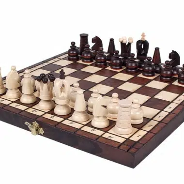 Opvouwbaar Houten Schaakspel met Inlegwerk - 31x31 cm