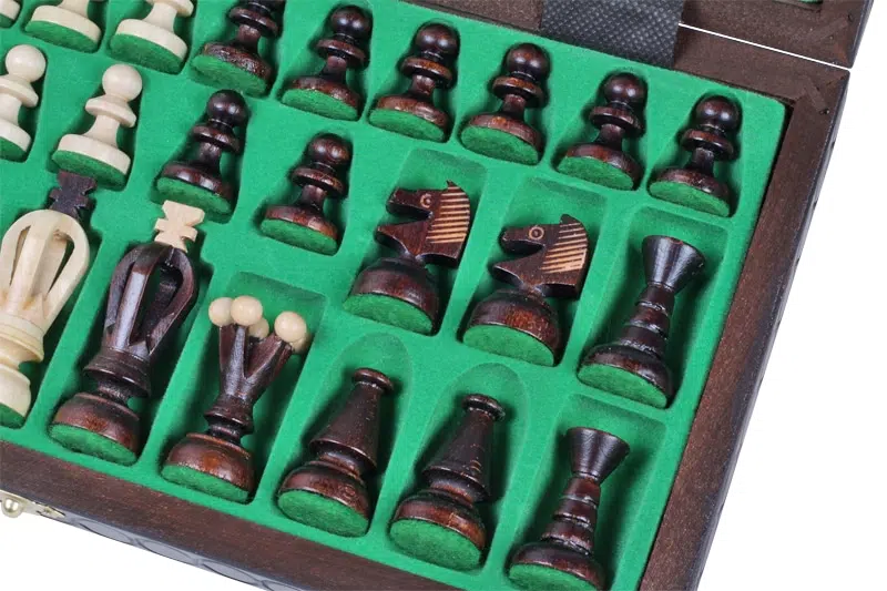 Opvouwbaar Houten Schaakspel met Schaakbord en Opbergruimte - Afbeelding 6