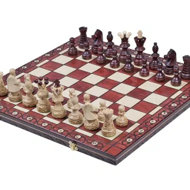 Grote Decoratieve Houten Schaakstukken met Opvouwbaar Schaakbord met Opbergruimte