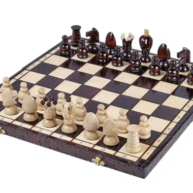 Houten Schaakspel en Opvouwbaar Schaakbord met Alfanumerieke Veldaanduidingen in Hout