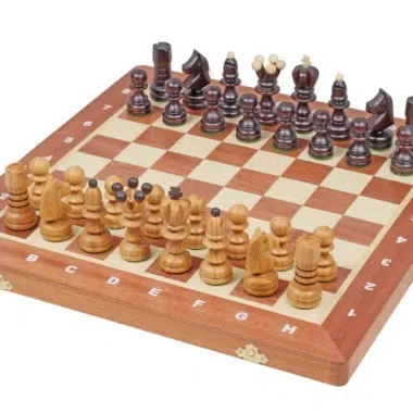 Houten Schaakstukken en Opvouwbaar Houten Schaakbord met Opbergruimte