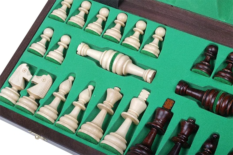 Opvouwbaar Alfanumeriek Houten Schaakbord met Opbergruimte en Houten Schaakstukken - Afbeelding 7