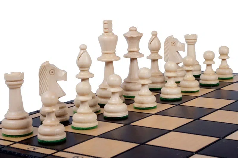 Opvouwbaar Alfanumeriek Houten Schaakbord met Opbergruimte en Houten Schaakstukken - Afbeelding 4