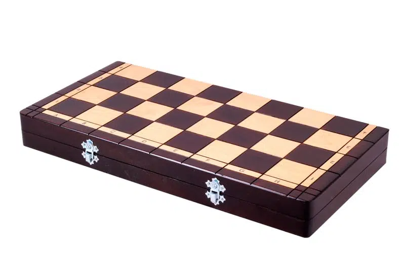 Design Schaakspel in Hout met Opvouwbaar Schaakbord en Opbergruimte - Afbeelding 7