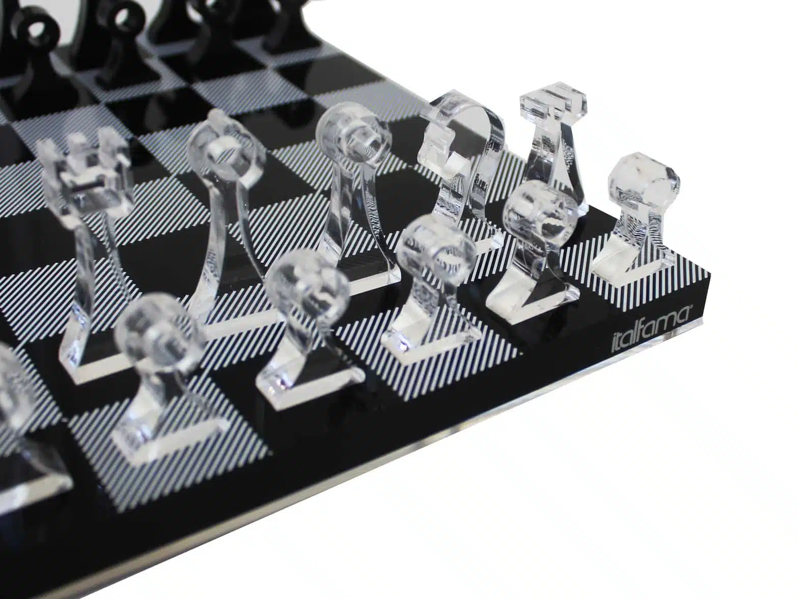 Modern Schaakspel in Plexiglas, Zwart en Transparant, met Opbergruimte - Afbeelding 5