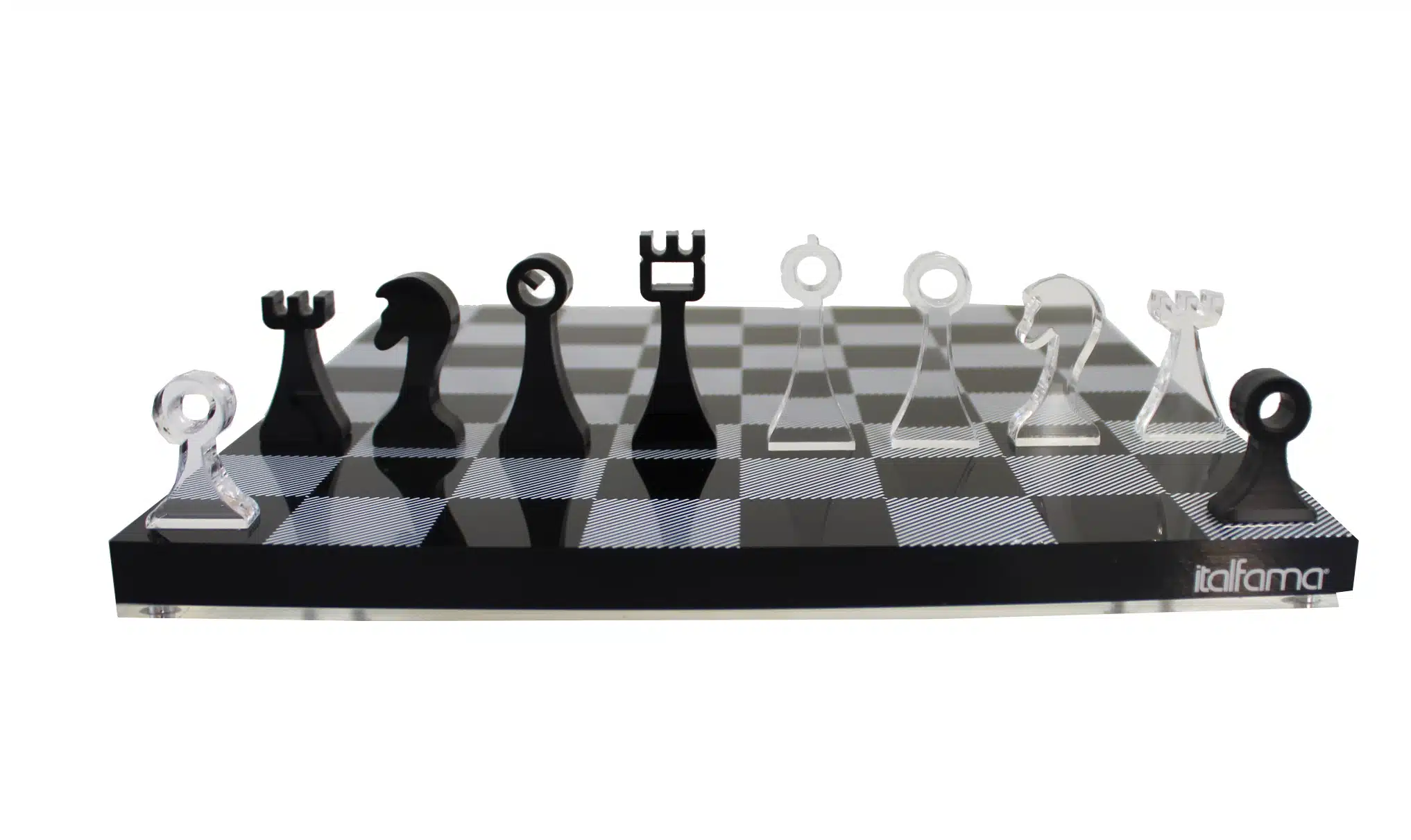 Modern Schaakspel in Plexiglas, Zwart en Transparant, met Opbergruimte - Afbeelding 3