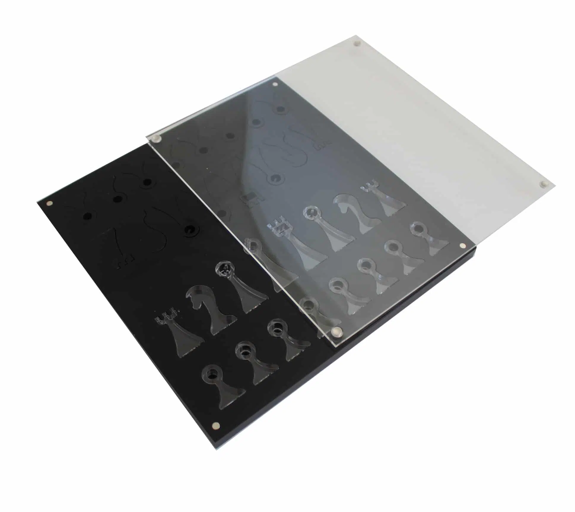 Modern Schaakspel in Plexiglas, Zwart en Transparant, met Opbergruimte - Afbeelding 2