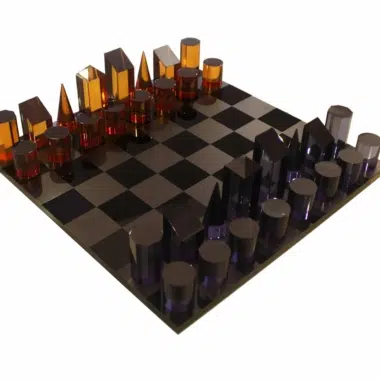 Cilindrisch Schaakspel en Schaakbord van Plexiglas met Opbergruimte