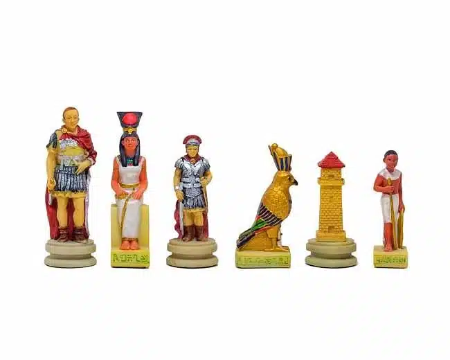 Schaakspel van Kunsthars Romeinen vs Egyptenaren met Versierd Kunsthars Schaakbord - Afbeelding 5