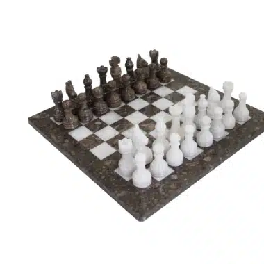 Schaakspel in Grijs en Wit Marmer 30x30cm