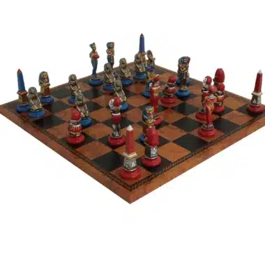 Alternative view of Figuren Oud-Egypte in Metaal en Schaakbord in Kunstleer