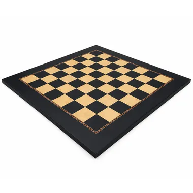 Schaakbord Jeu de la Dame vooraanzicht, zwarte velden en essenwortel