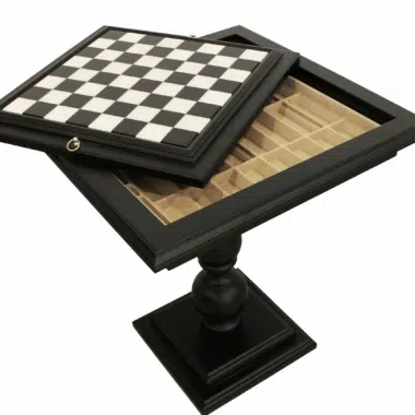 Alternative view of Schaaktafel van Zwart Lindehout met Speelvlak in Carraramarmer