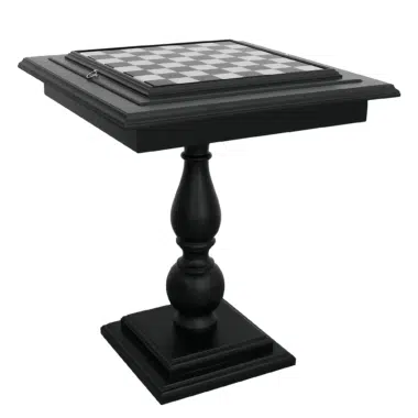 Schaaktafel van Zwart Lindehout met Speelvlak in Carraramarmer