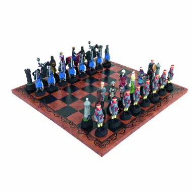 Ensemble Jeu d'Échecs Croisés VS Sarrasins et Échiquier en Similicuir