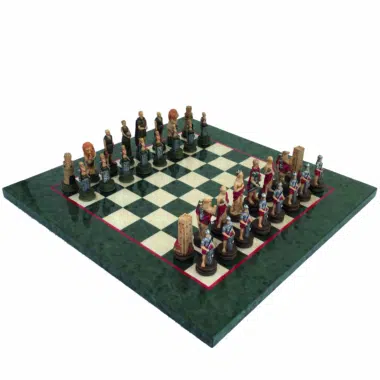 Schaakset Romeinen VS Gladiatoren met Schaakbord in Esdoornhout