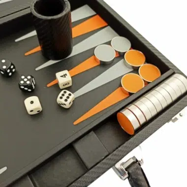Alternative view of Opvouwbaar Backgammonspel in Kunstleer Zwart en Oranje