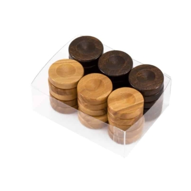 Alternative view of Backgammonschijven van Olijfhout - Set van 30 Stuks Verkrijgbaar in 3 Maten (20 mm, 26 mm, 36 mm) - Kleuren Bruin en Donkerbruin