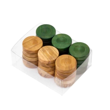 Alternative view of Backgammonschijven van Olijfhout - Set van 30 in Naturel en Olijfgroen