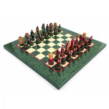 Schaakspel Set De Legende van Camelot 2 en Schaakbord in Esdoornhout
