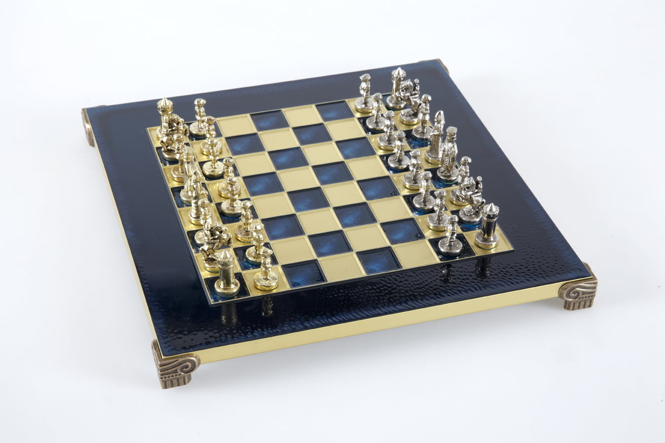 Klein Byzantijns Schaakspel Goud & Zilver Metalen Stukken met Metalen Schaakbord en Opbergkist - Afbeelding 47
