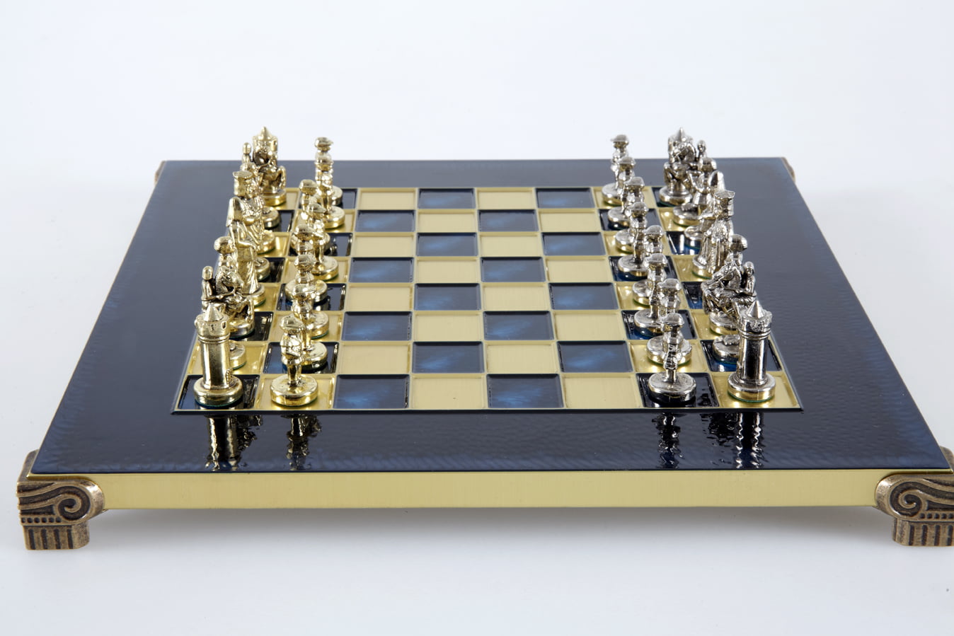 Klein Byzantijns Schaakspel Goud & Zilver Metalen Stukken met Metalen Schaakbord en Opbergkist - Afbeelding 34