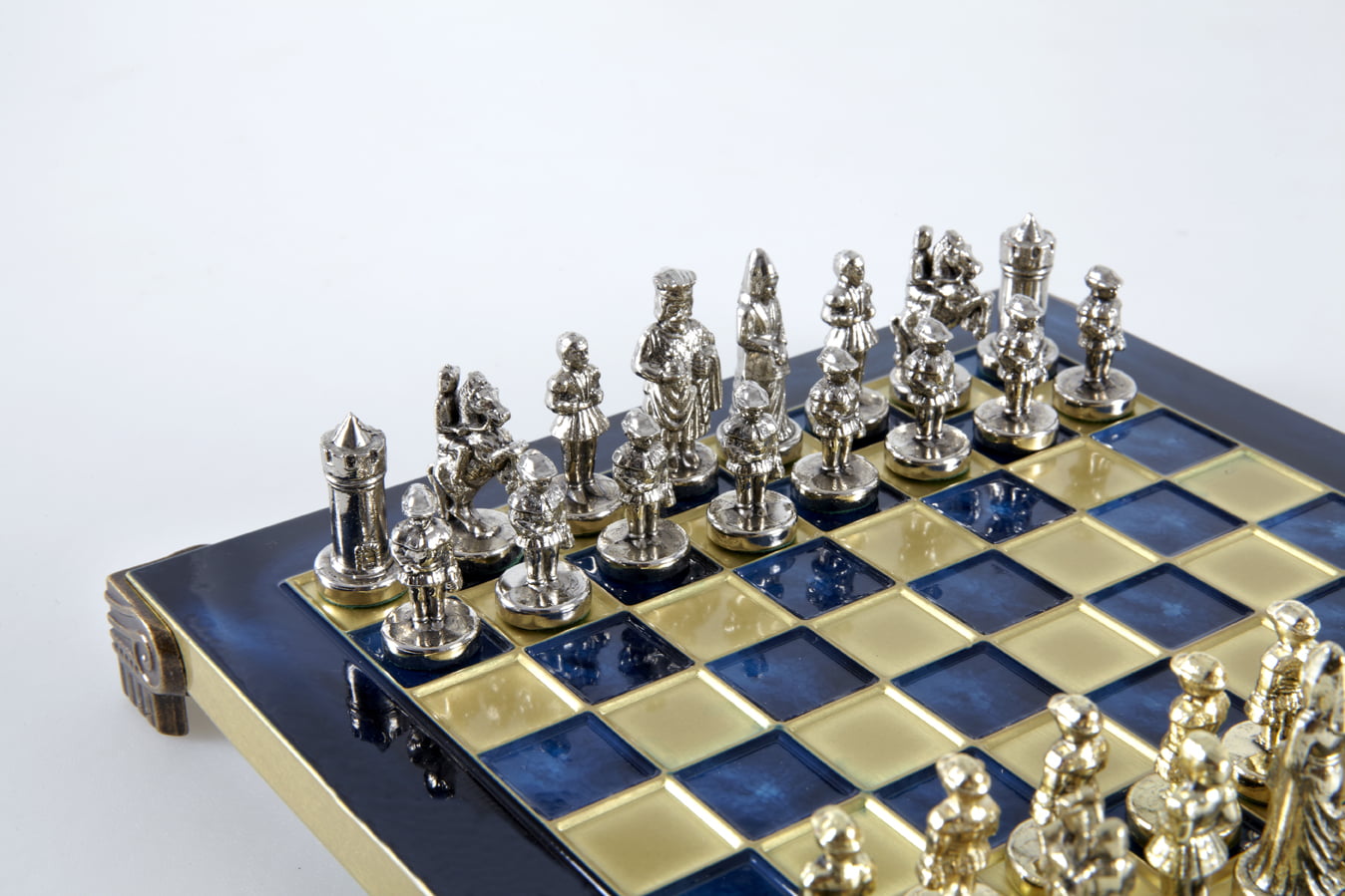 Klein Byzantijns Schaakspel Goud & Zilver Metalen Stukken met Metalen Schaakbord en Opbergkist - Afbeelding 41