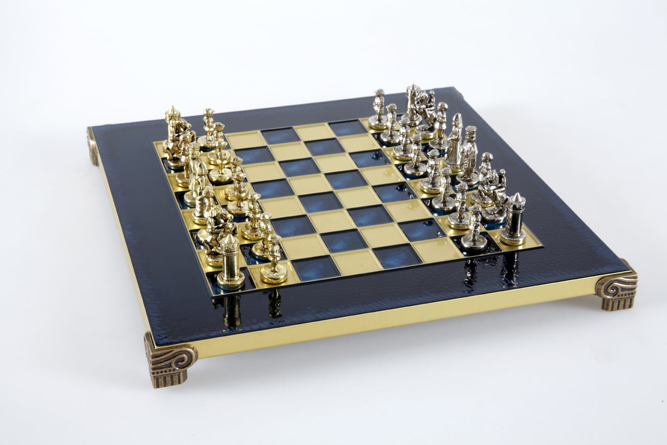 Klein Byzantijns Schaakspel Goud & Zilver Metalen Stukken met Metalen Schaakbord en Opbergkist - Afbeelding 46