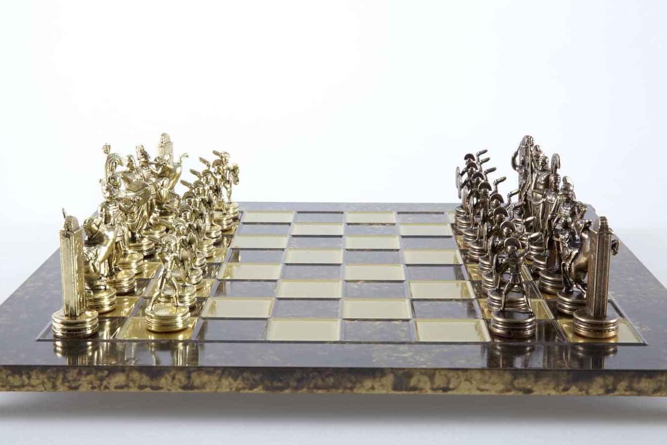 Schaakspel Griekse Mythologie met Goud & Bruine Stukken - Metalen Schaakbord 36 x 36 cm - Afbeelding 8