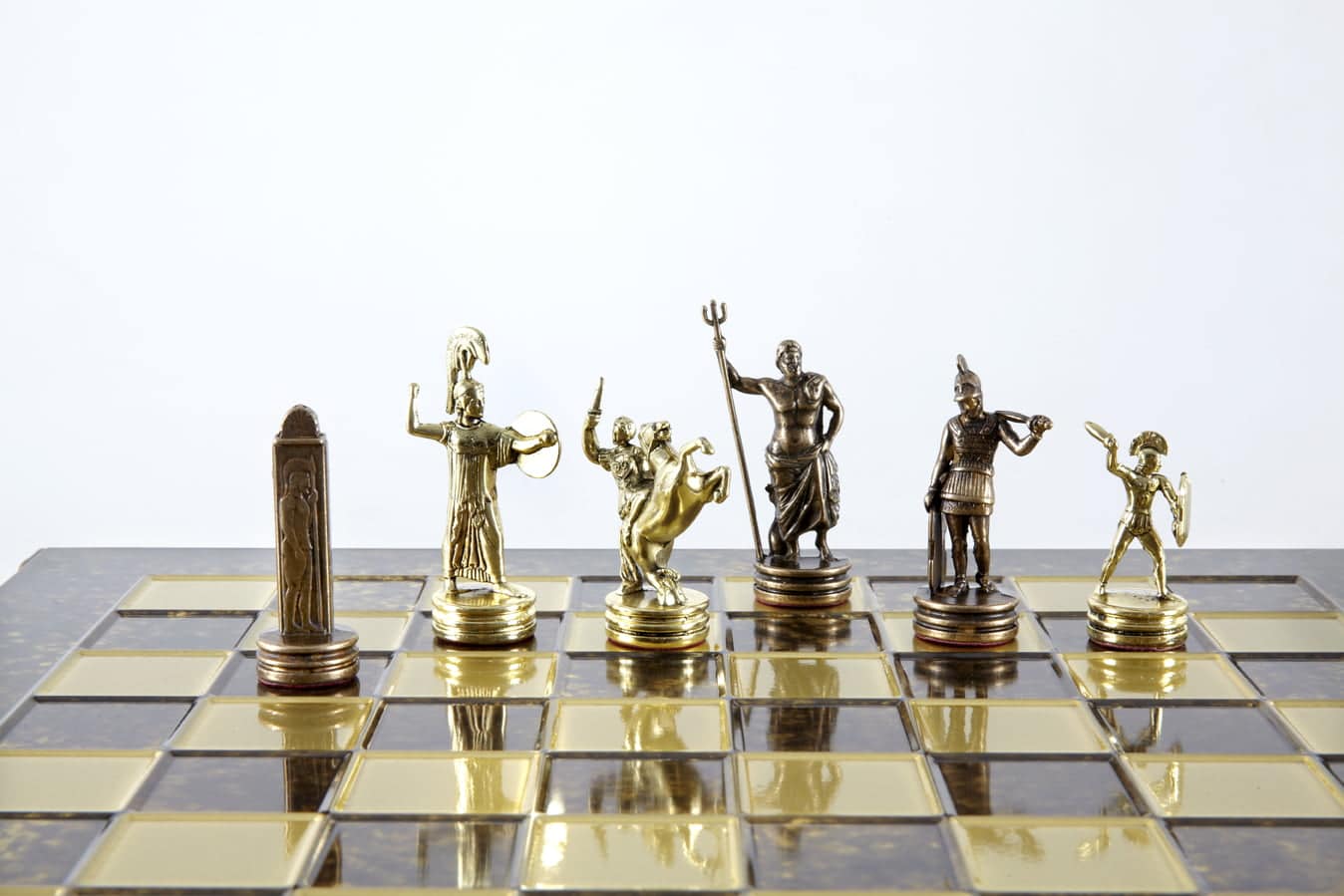 Schaakspel Griekse Mythologie met Goud & Bruine Stukken - Metalen Schaakbord 36 x 36 cm - Afbeelding 10