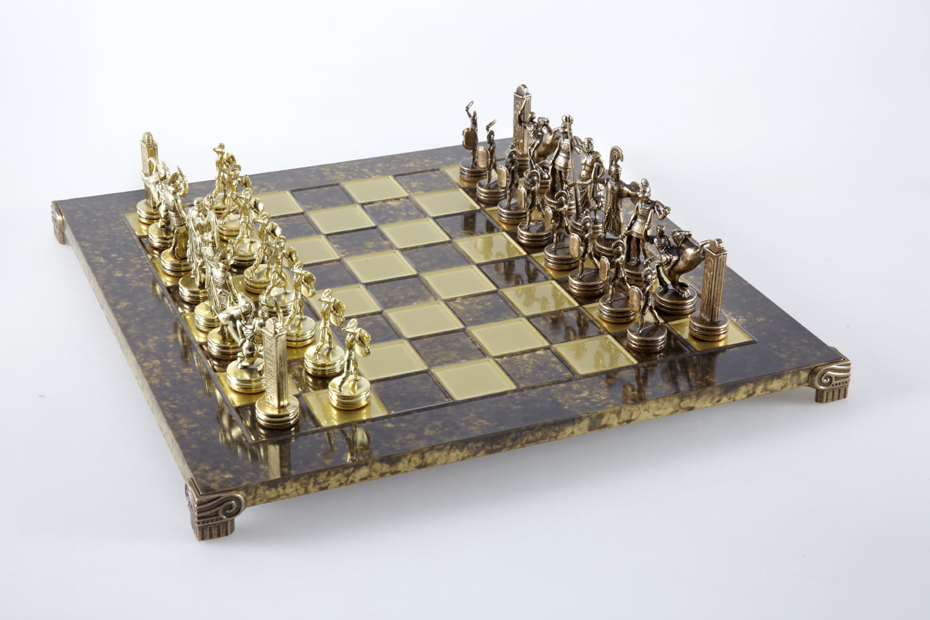 Schaakspel Griekse Mythologie met Goud & Bruine Stukken - Metalen Schaakbord 36 x 36 cm - Afbeelding 15