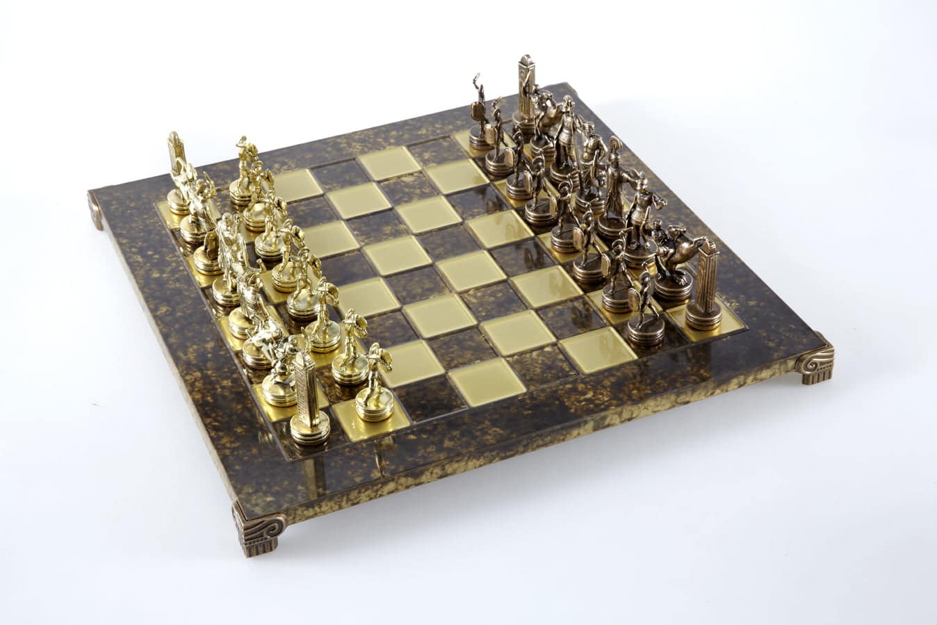 Schaakspel Griekse Mythologie met Goud & Bruine Stukken - Metalen Schaakbord 36 x 36 cm - Afbeelding 9