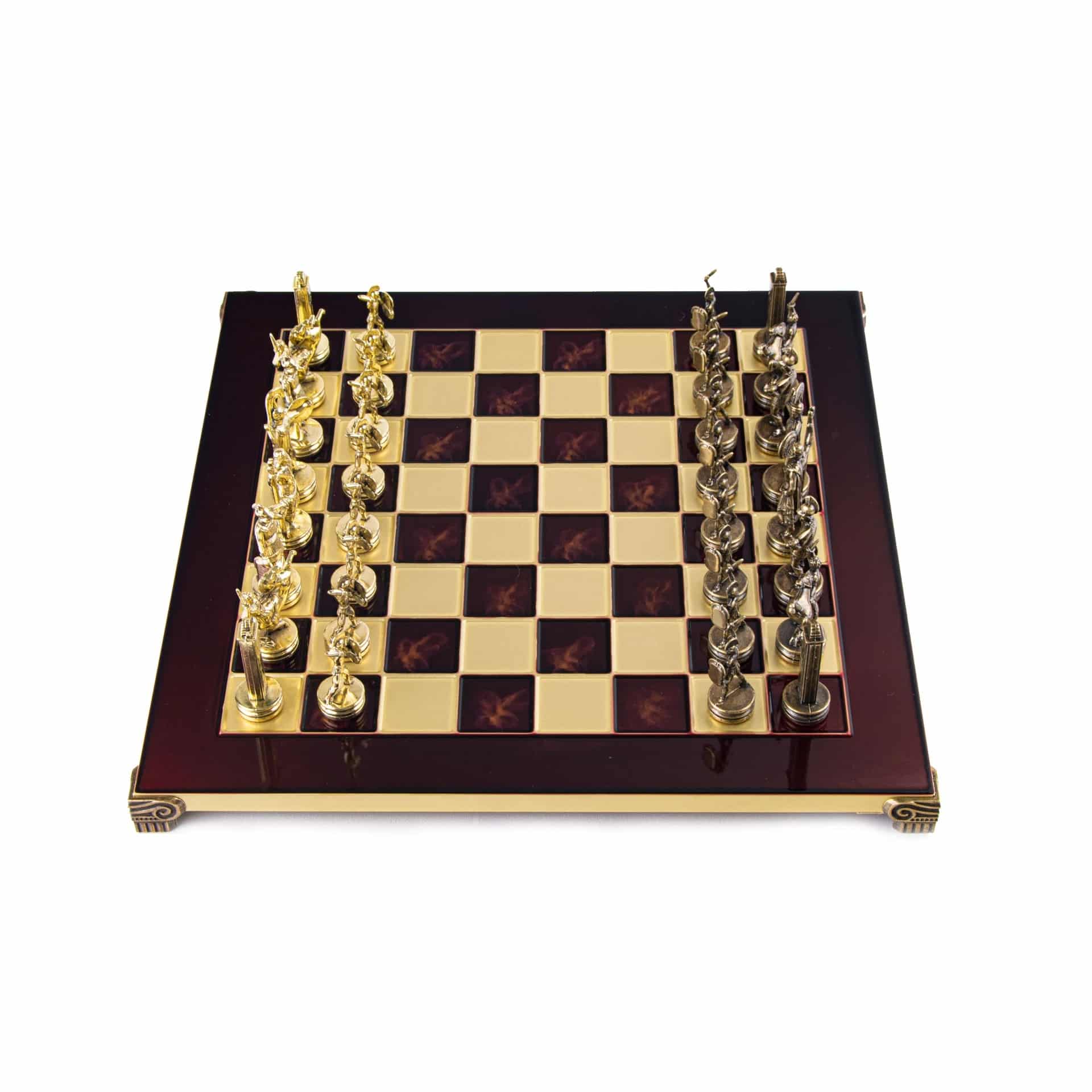 Schaakspel Griekse Mythologie met Goud & Bruine Stukken - Metalen Schaakbord 36 x 36 cm - Afbeelding 12