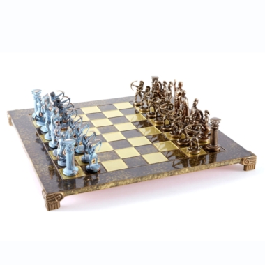 Alternative view of Schaakspel Boogschutters en Historische Veldslagen – Metalen Stukken in Brons & Blauwe Patina